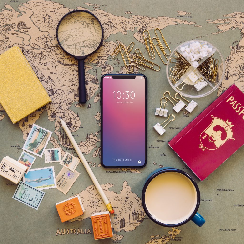 hi-tech-phone-table-with-map -List of Document Translation Services Birmingham - Notary Quote